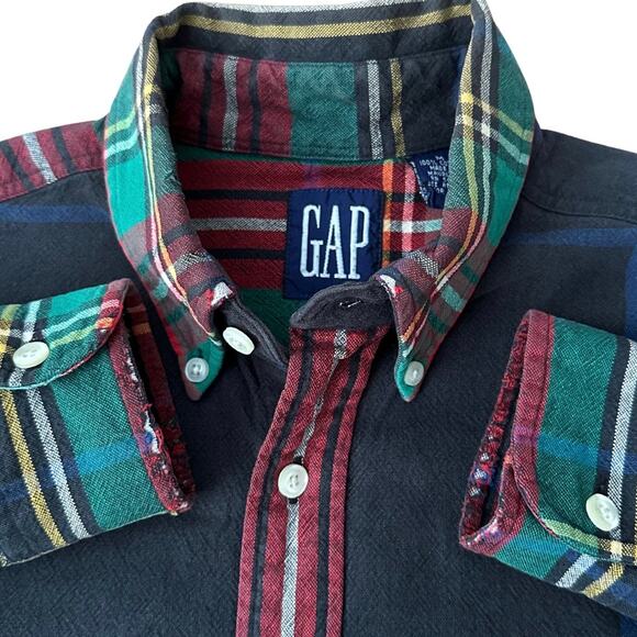 90's Gap Classic Multicolor Tartan PatternPlaid Button Down - Picture 7 of 9